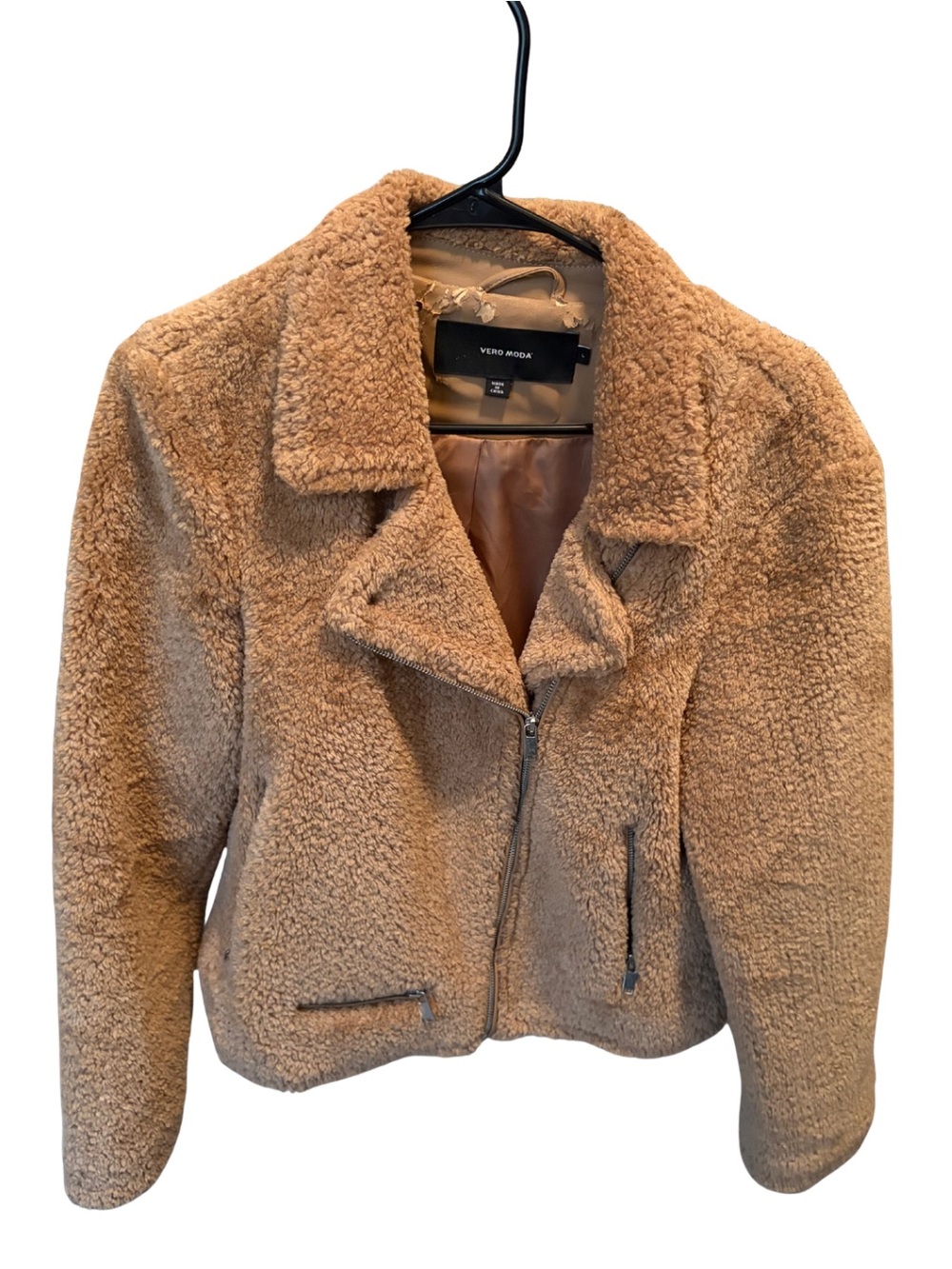 Vero Moda Women's Tan Teddy Sherpa Zip Jacket